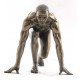Statuette homme effet bronze : Le coureur, largeur 17 cm
