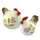 Set 2 poules fleurs en terre cuite, hauteur 10 cm