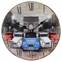 Horloge MDF : 2 CV 3 couleurs à Paris, Diam. 34 cm