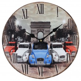 Horloge MDF Diam. 34 cm, 2 CV 3 couleurs à Paris