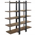 Etagère rétro industrielle : Mod 5 plateaux & Structure bois, L 160 cm