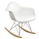 Chaise Fauteuil Scandinave, Modèle à bascule Ubik Blanc, H 70 cm