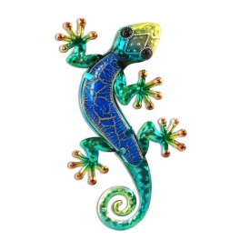 Le gecko coloré, version bleu H22 cm
