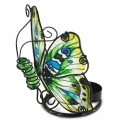 Le photophore papillon en verre coloré, modèle vert, H 12 cm