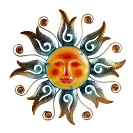 Le Soleil décoratif mural, Mod jaune & bleu, H 40 cm