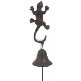 La cloche de porte en fer forgé, grand gecko