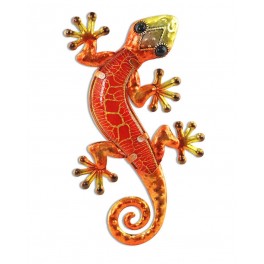 Le gecko coloré, version rouge H15 cm