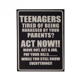 Plaque métal : Teenagers Act now, H 33 cm