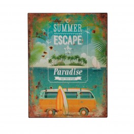 Plaque métal : Summer escape to Paradise, H 33 cm