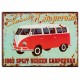 Plaque métal Combi Split : Red Campervan, H 33 cm