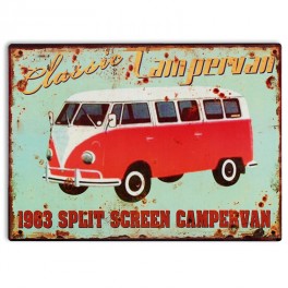 Plaque métal Red Campervan