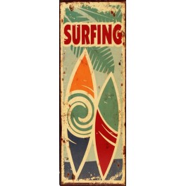 Plaque métal : Panneau Surfing, H 36 cm