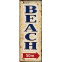 Plaque métal : Panneau Beach, H 36 cm