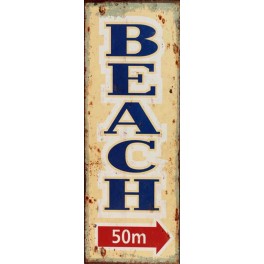 Plaque métal : Panneau Beach, H 36 cm