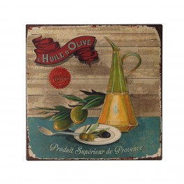 Plaque métal Huile d'olive modèle carré