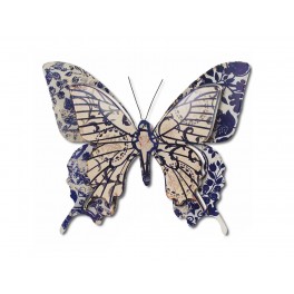 Papillon mural Flower Power Bleu foncé, H 33 cm mod 2