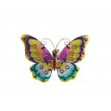 Petit Papillon mural Arc en Ciel, Violet & Jaune, L 26 cm