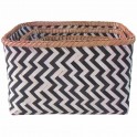 Set 3 Paniers en Bambou Noir & Blanc, H 38 cm