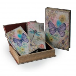 Set 2 Boites Livres Papillon, H 26 cm (Grande)