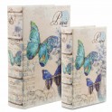 Set 2 Boites Livres, Motif Papillon Paris, H 27 cm (Grande)