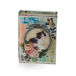 Boite Livre, Motif Chat romantique et floral Chat, H 26 cm