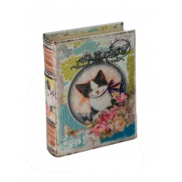Boite Livre, Motif Chat romantique et floral Chat, Mod 2, H 18 cm