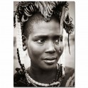 Tableau imprimé N&B Visage africaine, H 75 cm,