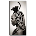 Tableau imprimé N&B Visage africaine (droit), H 115 cm