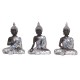 Set 3 Mini Bouddha Silver, H 13 cm