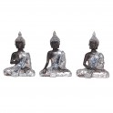 Set 3 Mini Bouddha Silver, H 13 cm