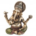 Statuette Ganesh en résine colorée, H 21 cm