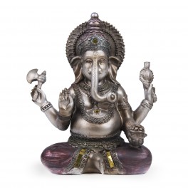 Statuette Ganesh en résine coloré, H 20 cm