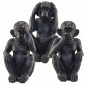 Set 3 singes de la sagesse XL, Version noire, H 45 cm
