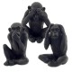 Set 3 singes de la sagesse, Version noire, H 19 cm