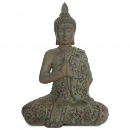 Grand Bouddha en résine, Patine verte H 66 cm