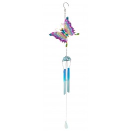 Carillon Papillon Arc en ciel, Mod Rose/Bleu, H 90 cm