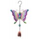 Suspension cloche, Papillon Arc en ciel, Bleu/Rose H 38 cm