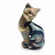 Statuette Chat Debout : Mod Blue Saphir H 17 cm