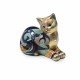 Statuette Chat Couché D Blue Saphir H 13 cm