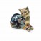Statuette Chat Couché D Blue Saphir H 13 cm