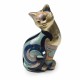 Statuette Chat Couché G Blue Saphir H 13 cm