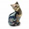 Statuette Chat Couché G Blue Saphir H 13 cm