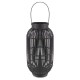 Photophore Lanterne en bambou noir, H 39 cm