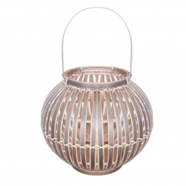 Photophore Lanterne en bambou Blanc, Diam 24 cm