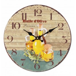 Horloge Huile d'olive Provence, MDF, Diam 34 cm