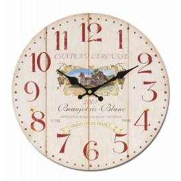 Horloge Vin MDF Beaujolais, Diam 34 cm