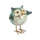 Chouette fleurie Bleu Pattes Métal, 11 cm