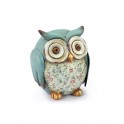 Chouette fleurie Bleu, 10 cm