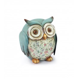 Chouette fleurie Bleu, 10 cm