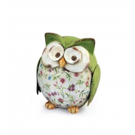 Chouette fleurie Verte, 10 cm